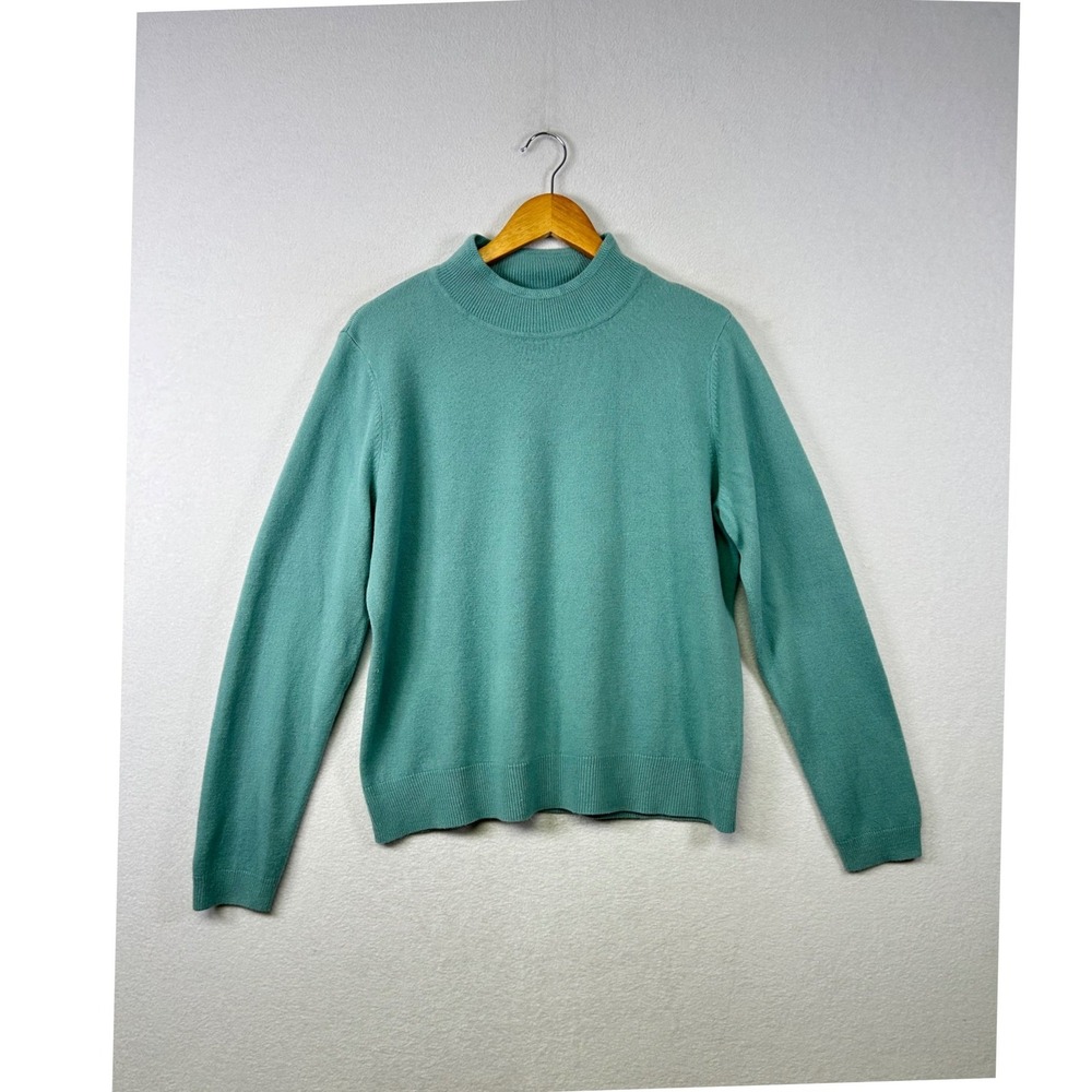 SAG HARBOR Women's Teal Mock Neck Long Sleeve Sweater Size Large